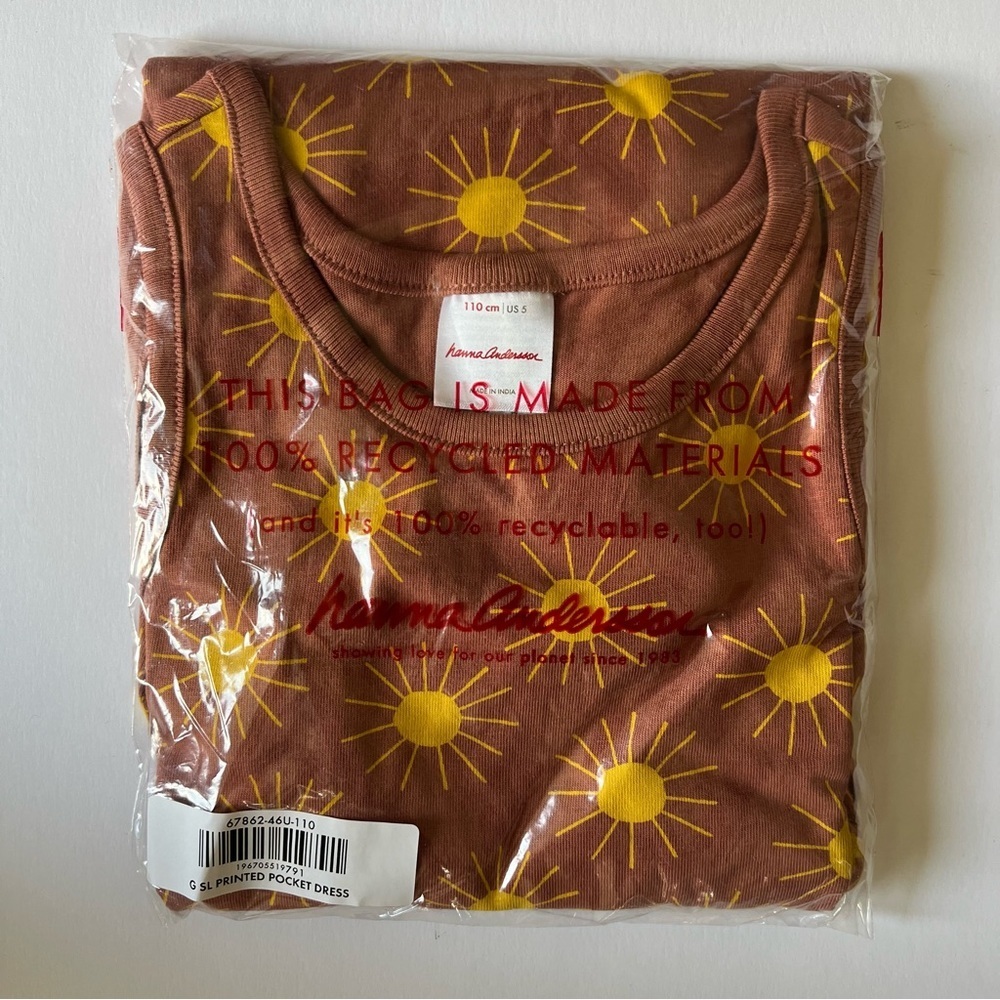 Hanna Andersson Girls Dress Sleeveless w/ Pockets Rust Sun Print Various Sizes - Picture 5 of 10